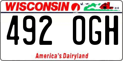 WI license plate 492OGH