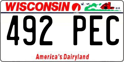 WI license plate 492PEC