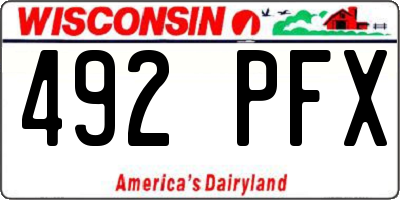 WI license plate 492PFX