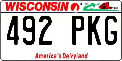 WI license plate 492PKG