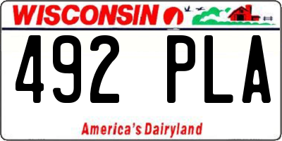 WI license plate 492PLA