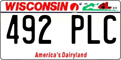 WI license plate 492PLC