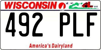 WI license plate 492PLF