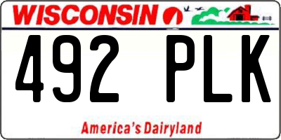 WI license plate 492PLK