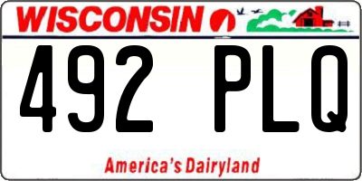 WI license plate 492PLQ