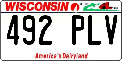 WI license plate 492PLV