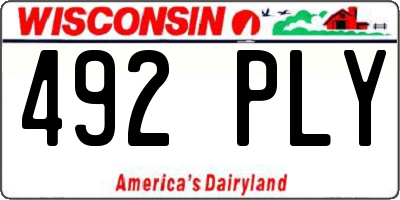 WI license plate 492PLY