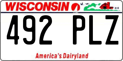 WI license plate 492PLZ