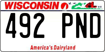 WI license plate 492PND