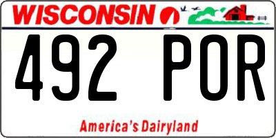 WI license plate 492POR