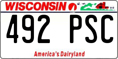 WI license plate 492PSC