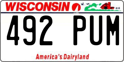 WI license plate 492PUM