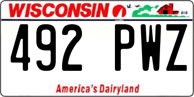 WI license plate 492PWZ