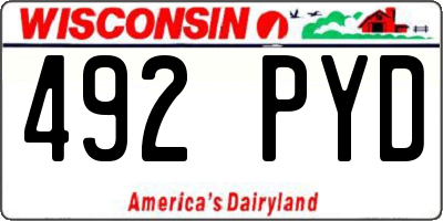 WI license plate 492PYD
