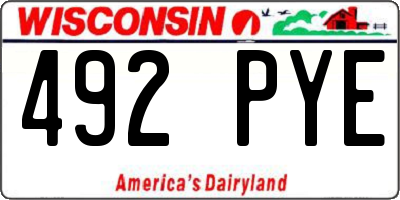 WI license plate 492PYE