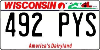 WI license plate 492PYS