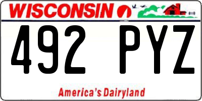 WI license plate 492PYZ