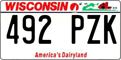 WI license plate 492PZK