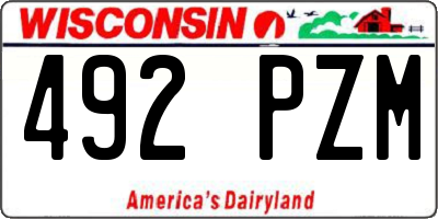 WI license plate 492PZM