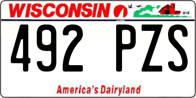 WI license plate 492PZS