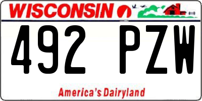 WI license plate 492PZW