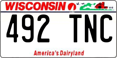 WI license plate 492TNC