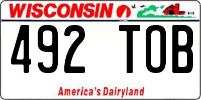 WI license plate 492TOB