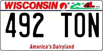 WI license plate 492TON