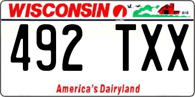 WI license plate 492TXX