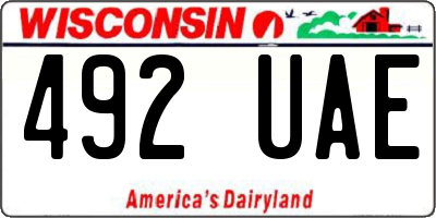 WI license plate 492UAE