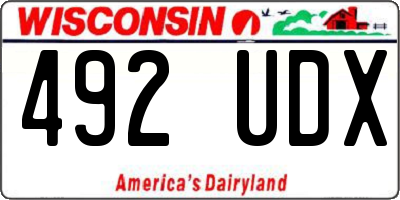 WI license plate 492UDX