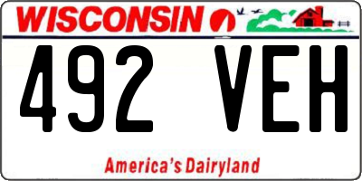 WI license plate 492VEH