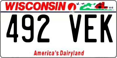 WI license plate 492VEK