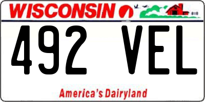 WI license plate 492VEL