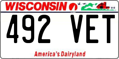 WI license plate 492VET