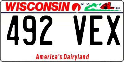 WI license plate 492VEX