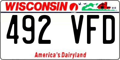 WI license plate 492VFD
