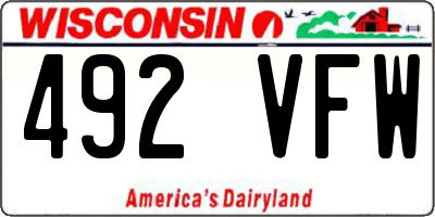 WI license plate 492VFW