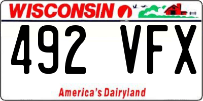 WI license plate 492VFX