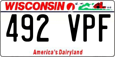 WI license plate 492VPF