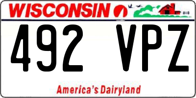WI license plate 492VPZ
