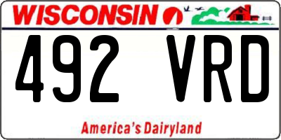 WI license plate 492VRD