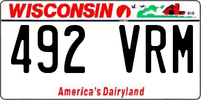 WI license plate 492VRM