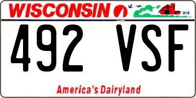 WI license plate 492VSF