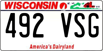 WI license plate 492VSG