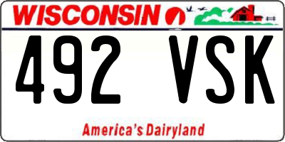 WI license plate 492VSK
