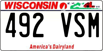 WI license plate 492VSM