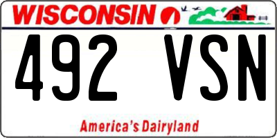 WI license plate 492VSN