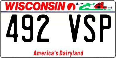 WI license plate 492VSP