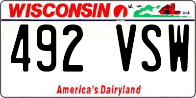 WI license plate 492VSW